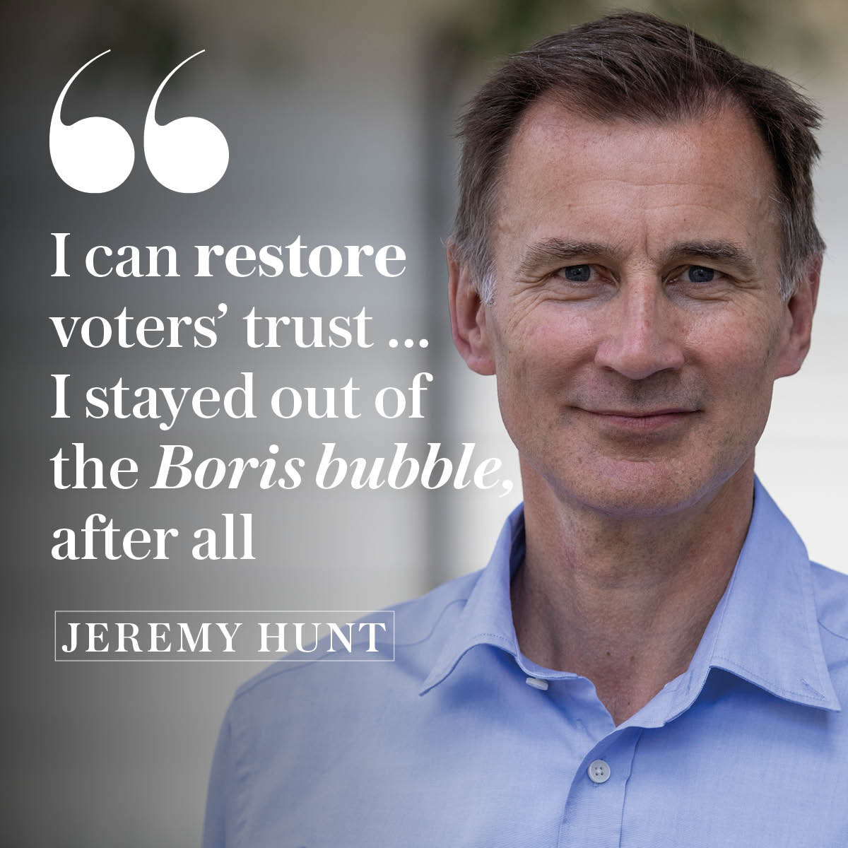 Telegraph's tweet photo. 🗣 “What we need to do is to turn ourselves from a high-tax, low-growth economy, into a low-tax, high-growth economy."

Launching his Tory leadership bid, former health secretary Jeremy Hunt says not serving under the PM gives him an edge over others 👇

https://t.co/fFiLrjfuxI