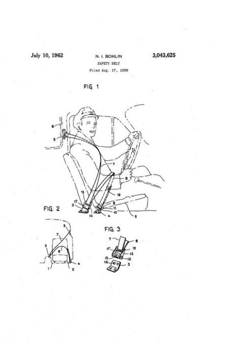 BrianRoemmele's tweet photo. Swedish engineer and inventor Nils Ivar Bohlin received a patent for the three-point seat belt today July 10th, 1962.

He worked for Volvo and both decided to give away the invention to all auto companies.

Nils is credited with saving millions of lives over the decades. https://t.co/fAmyINEaYy