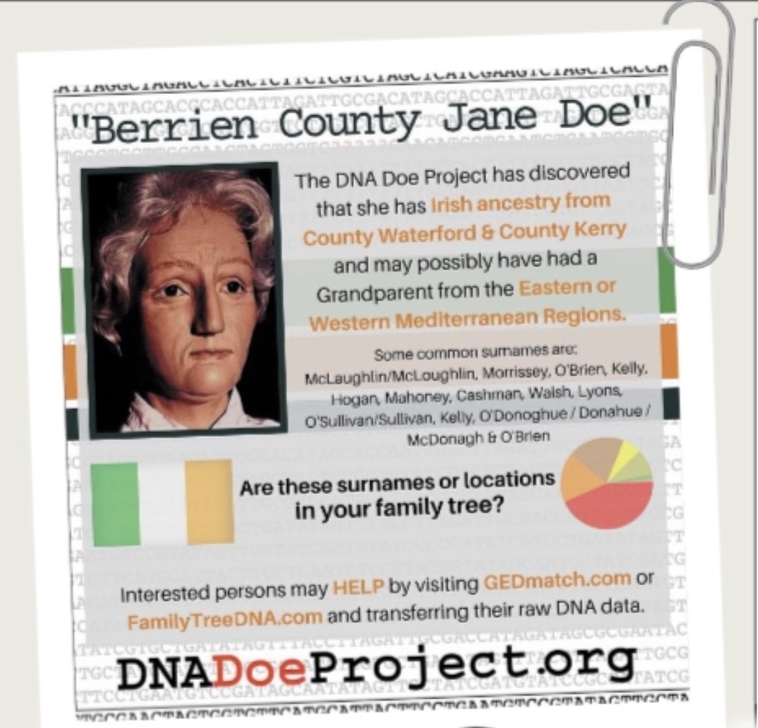 I wrote an article in today’s Sunday World about the unidentified woman with Irish heritage who was found murdered on the side of a road in Michigan in ‘92. 

I spoke to <a href="/DnaDoeProject/">DNA Doe Project</a> who are doing incredible work to try and give her &amp; many others back their names. #buyapaper 🗞