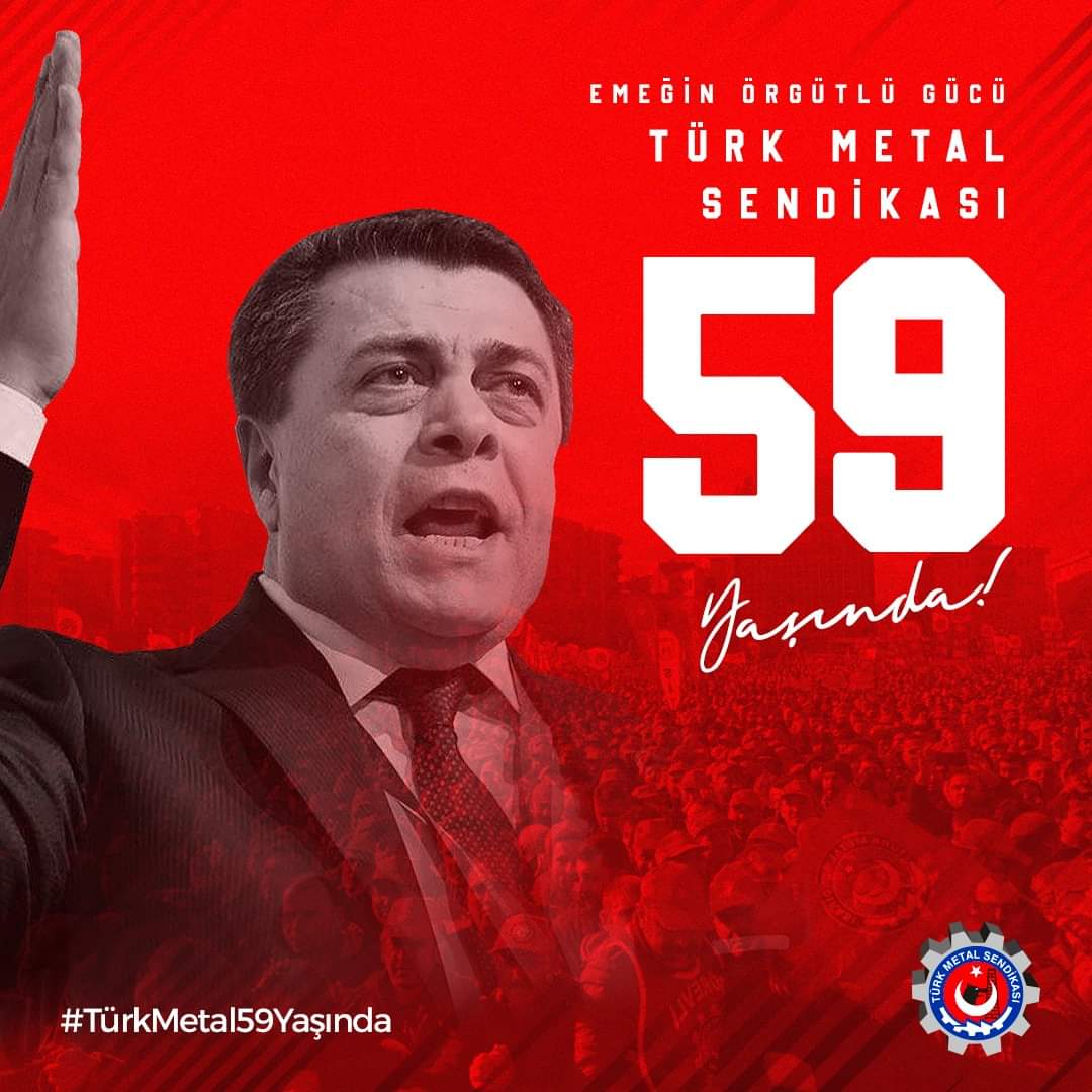 Emek, dayanışma ve mücadele 59 yaşında... İlk besmelemizin üzerinden geçen 59 yılda, mücadelemizi paylaşan ve işçi sınıfı tarihine yön veren tüm yol arkadaşlarımıza teşekkürlerimizle... #TürkMetal59Yaşında