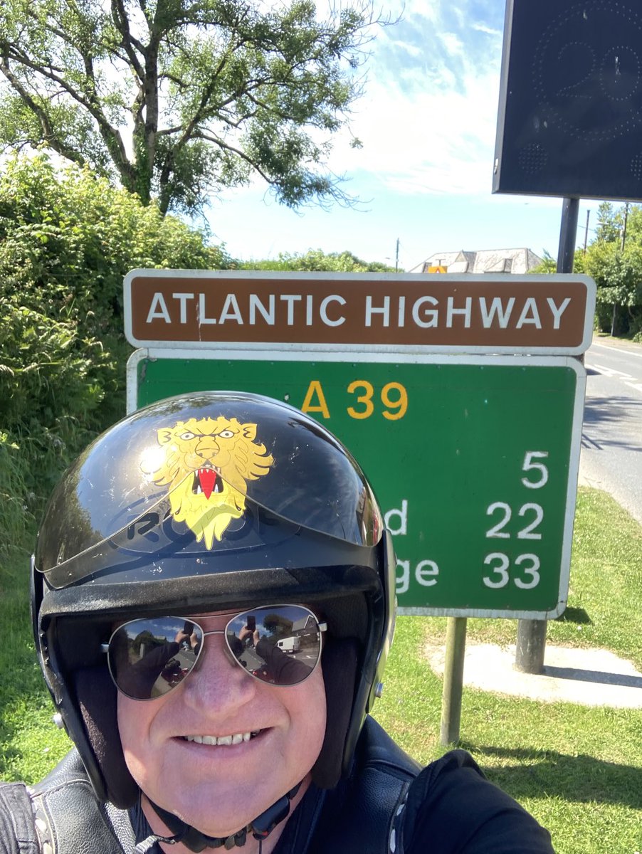 Riding down the Atlantic highway this morning had to stop and take a selfie next to the sign makes me feel like I’m in America with the word highway 🇺🇸😎☀️☀️☀️☀️🏍