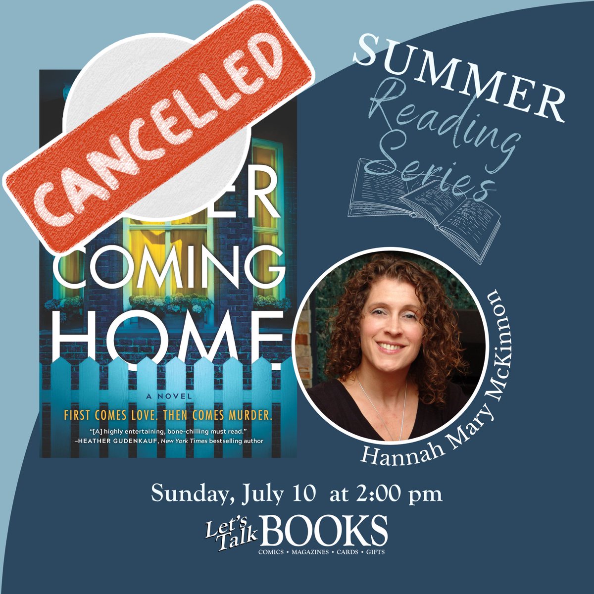 letstalkbooks's tweet photo. Today’s event has been postponed. As soon as we have the new date, we will let you know. 

#letstalkbooks #smallbusiness #supportlocal #thriller #authorevent https://t.co/tWvybmqk4p