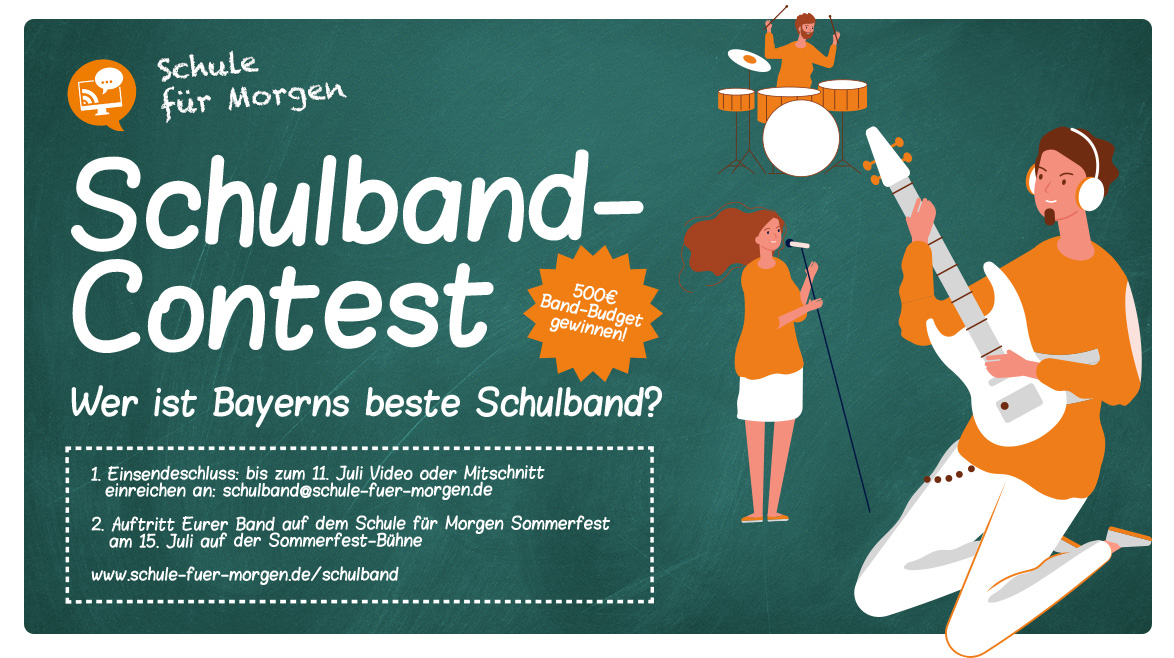 aprioripr's tweet photo. Bayerns beste Schulband gesucht! Jetzt noch schnell Euer Musikvideo oder eine Musikdatei Eurer Band einreichen und 500 € gewinnen sowie einen Auftritt am Schule für Morgen Sommerfest! Einsendeschluss 11. Juli 23:59 Uhr https://t.co/CGs3W9xd24
#BayernsbesteSchulband #Schule #band https://t.co/wgzxwj5rSv