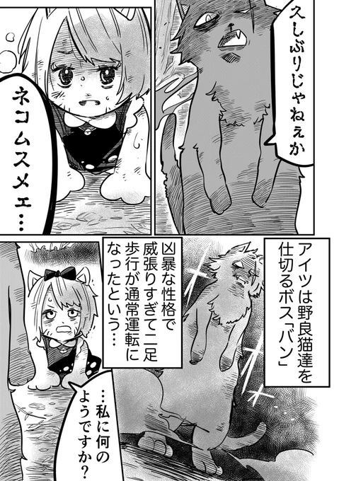『ネコムスメ、野良猫に襲われる』(1/2) 