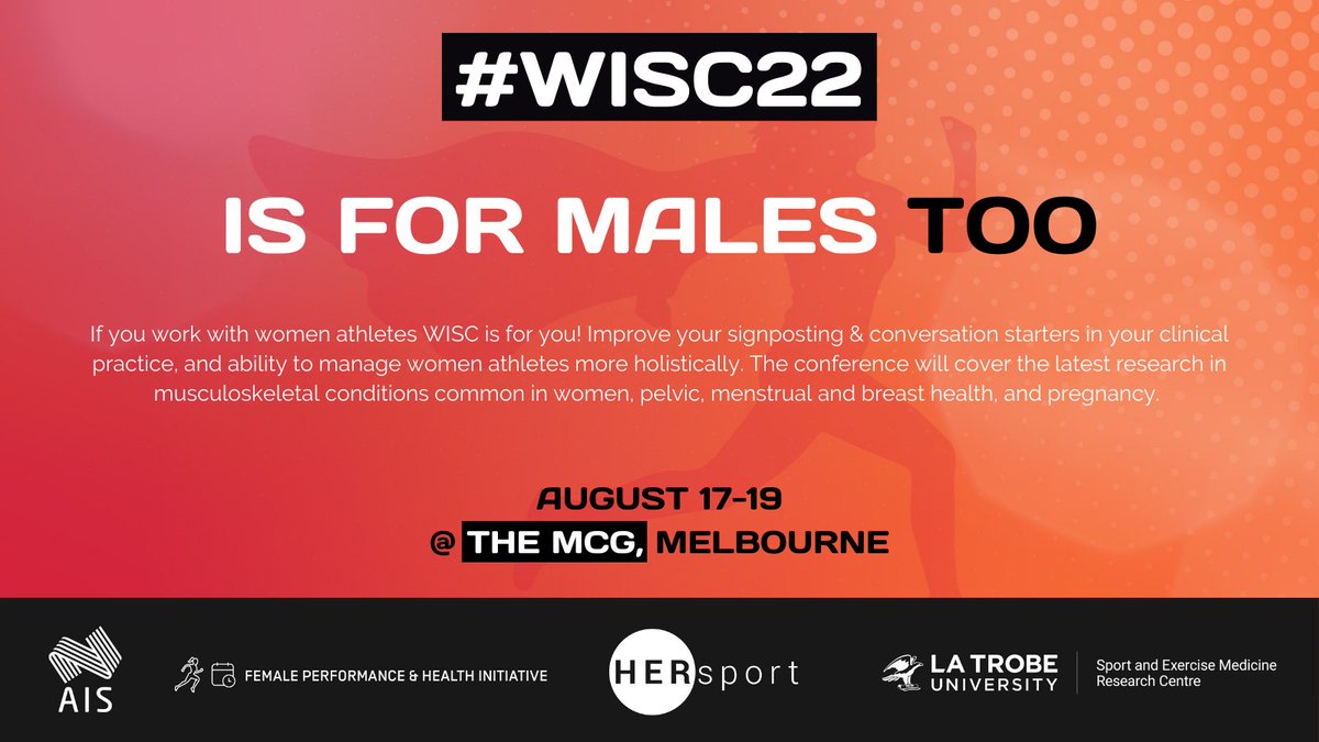 📢 Calling all men! 

We want to see you at #WISC2022… 

Why is WISC for you? Half of your athletes and patients are women - it's time to learn more about the unique challenges and solutions for women athletes!