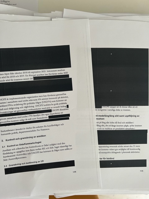 nordbergj's tweet image. Offentlighetsprincipen bland det finaste och svenskaste som finns. Men när jag tänkte unna mig lite sommarläsning från UD om FN-biståndet fann jag det aningens motigt, eftersom det blev väldigt svart under punkter som "redovisning", "slutsats" och "kommentar". @SvD