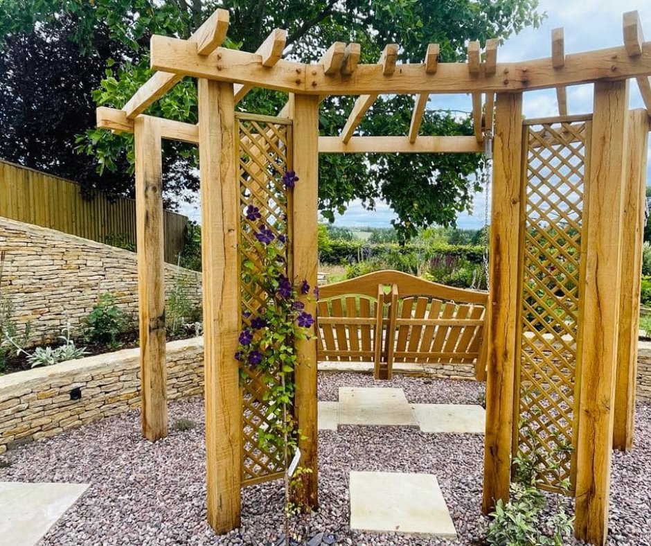 Proof how garden design can completely change your space - #qualityassured landscapers Goldenstones Gardening has created this space using our Natural Stone paving, the perfect place to enjoy the sunny weather! #naturalstone #paving #gardendesign #escapetothegarden