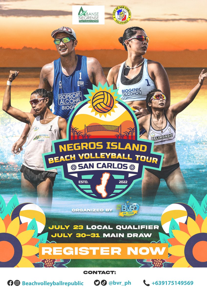 bvr_ph's tweet photo. ARE YOU READY FOR EXCITING SAND COURT ACTION? 🏝🏐
Register now! Please check out our social media accounts for more updates!
#BVRph #NegrosIslandBeachVolleyballTour #SanCarlosCity #NegrosOccidental #GrowTheGame #Playbeach #AbanseNegrense https://t.co/AenuaRzZ8g