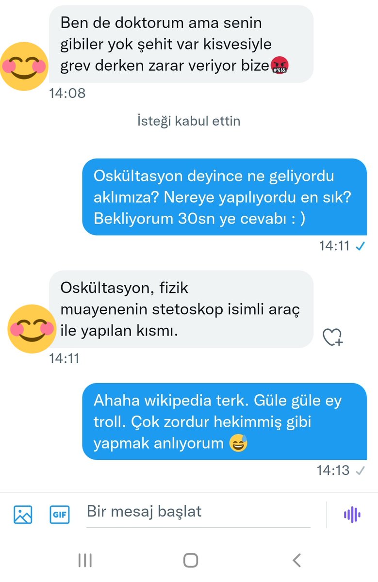 DoctorCihan's tweet photo. Yaa çok güldüm. İlk kez başıma geldi. Bot testi yapar gibi Troll testi yaptım. Wikipedia terk çıktı🙂 https://t.co/MNON92wPHm