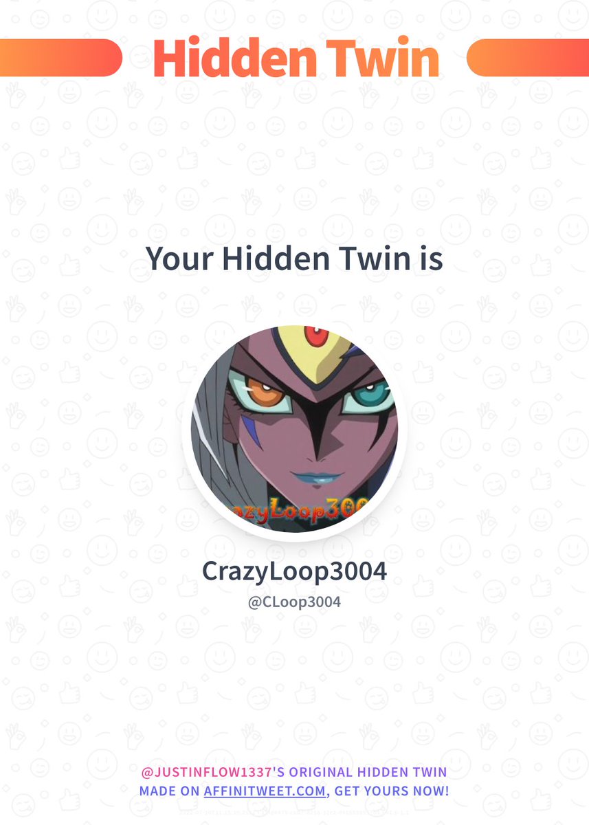 ✨ Hidden Twin 

CLoop3004 is my hidden twin 😱
Find out who is yours!

➡️ affinitweet.com/hidden-twin