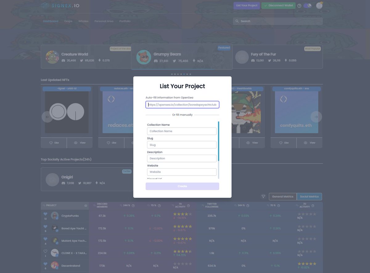 signex_io's tweet photo. Want to upload your project to our platform?
List your project to get your social stats analyzed and get some publicity while you do so! #NFTProject #NFT #Giveaway #NFTs https://t.co/XnMIS2XPdn
