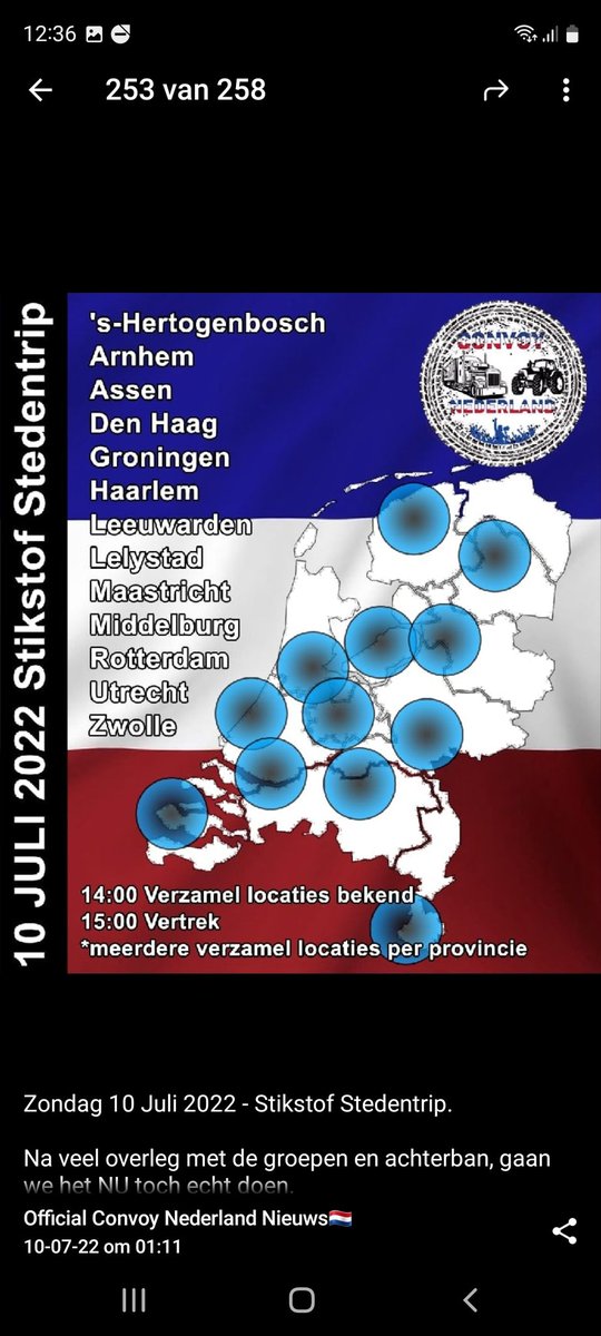 BarDekker's tweet photo. Het is tijd! Hier een overzicht van alles steden, alle viaducten kunnen ook vol 🙏❤️🇳🇱🌍
#HoldTheLine #DutchFarmers #boeren #protest #burgers #10thofJuly #zondag #burgers #vissers #truckers #citizens #Canada #Germany #USA #England @RebelNewsOnline @TheRealKeean @WeAreProtestors https://t.co/KXCJy95d0K