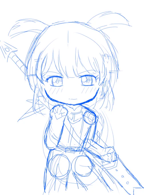 若干ポーズ違いの～(=゜ω゜)ノウニャンコ3頭身ラフ～(ノシ'ω')ノシッポバンバン!#絵描きさんと繫がりたい 