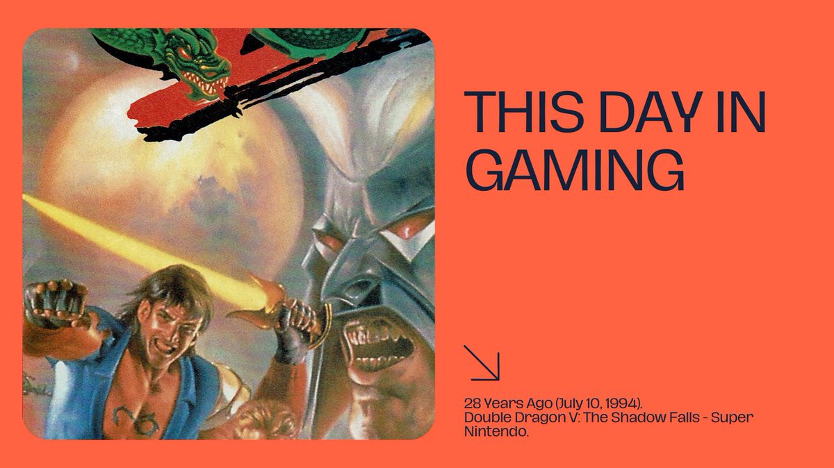 RandomJuicyFact's tweet photo. This Day in Gaming.
28 Years Ago (July 10, 1994).
Double Dragon V: The Shadow Falls - Super Nintendo.
#thisdayingaming #gaming #videogames #history #nintendo #supernintendo #snes #doubledragon #doubledragonv #shadowfalls https://t.co/V0EQHdYZuZ