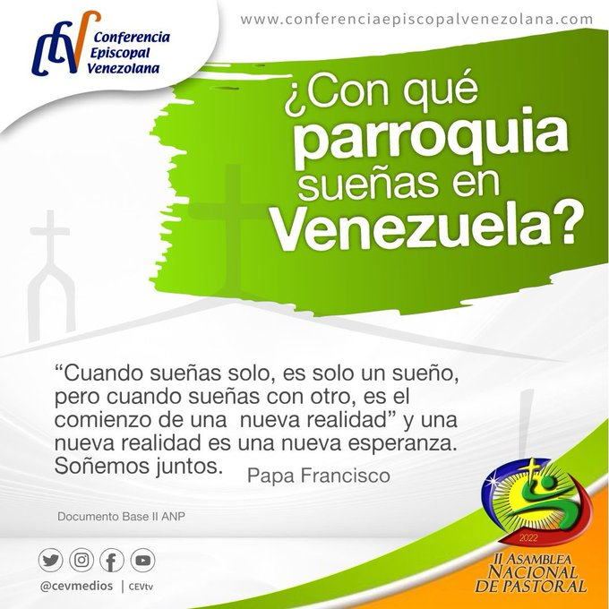 CEVmedios's tweet photo. ¡Los sueños se construyen juntos!
La II Asamblea Nacional de Pastoral es la oportunidad para sumar las voces y compartir los anhelos de la parroquia que soñamos
Y tú ¿Con qué parroquia sueñas?
#IIANP https://t.co/m56rZXjsje