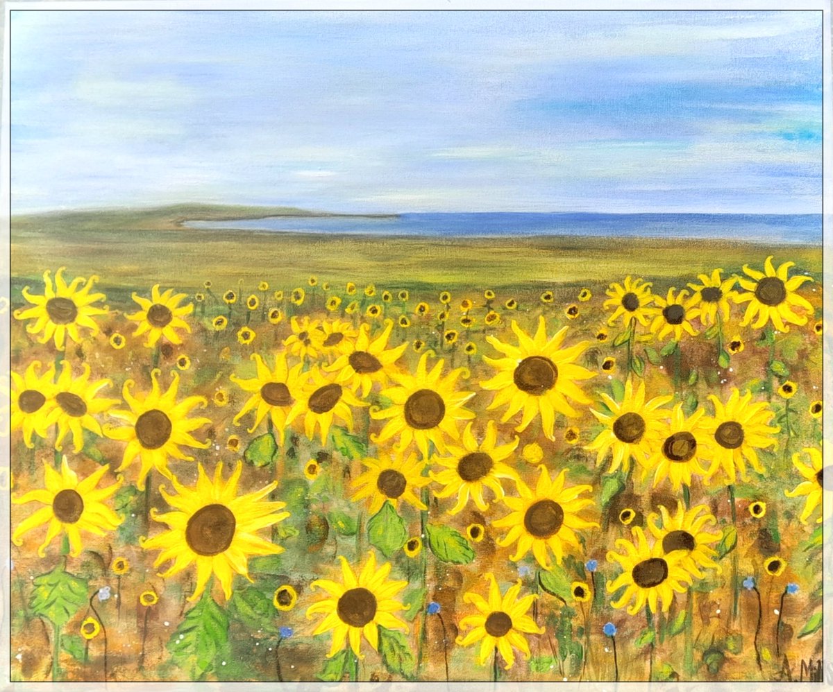 Finished this commission today! 🌻🌻🌻🌻🌻🌻

#sunflowerart #sunflowers #acrylicpainting #landscape  #welshartist #pembrokeshire