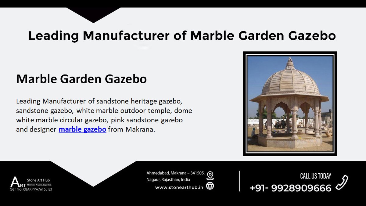 Leading Manufacturer of Marble Garden Gazebo - CALL NOW +91-9928909666

#marblegardengazebo #marble #gardengazebo #garden #gazebo #mumbai #stonearthub

stonearthub.in/marble-garden-…