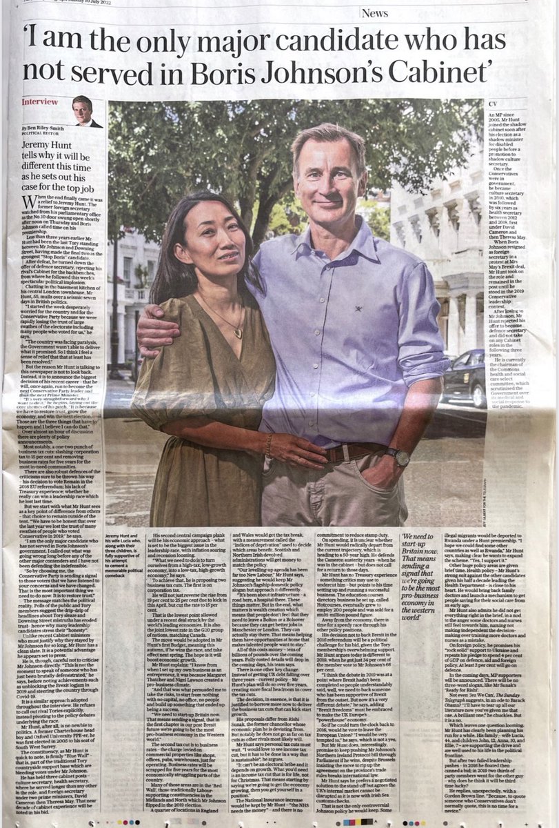 Jeremy_Hunt's tweet photo. I’m standing to #winbacktrust. Read more in my interview with the @Telegraph today… https://t.co/43s5fW4vYc