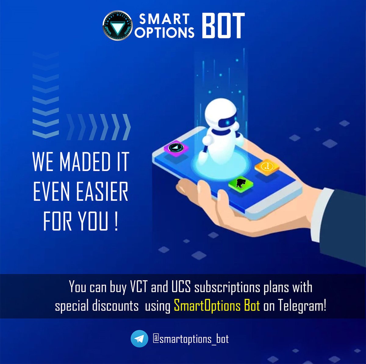 smartoptionsio's tweet photo. 👉 Remember: you have an easier way to buy UCS and VCT subscription plans just using SmartOptions Bot on Telegram! 🤖Go to ⏩ https://t.co/0af0si74jD 🎫 Special discounts are already applied on your purchase ‼️
#smartoptions #smartoptionsbot #bot #telegrambot #telegram #crypto https://t.co/oldgvU5Vax