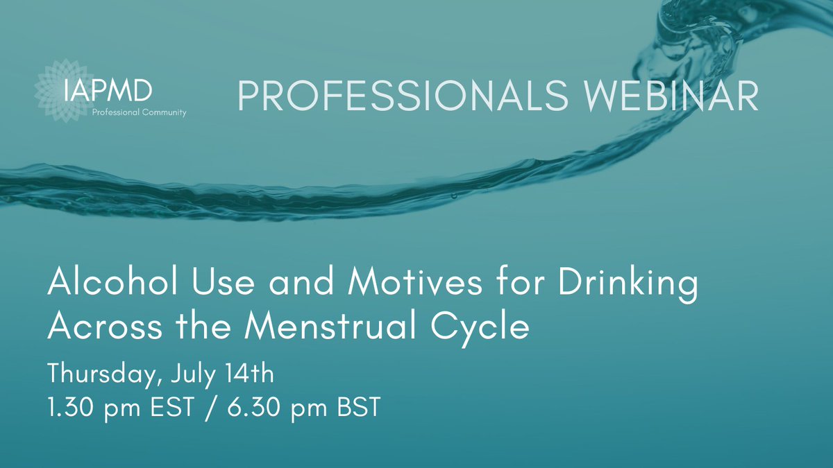 IAPMDglobal's tweet photo. If you're a #Healthcare professional with an interest in #AlcoholUse & the #MenstrualCycle join IAPMD and @jordancbaron on Thursday!
➡️https://t.co/d3wjVAJUf7
#Neuroscience #MentalHealth #PMDD #MenstrualHealth #CycleScience #Periods #Alcohol #Psychiatry #Psychology #GP #Nurse https://t.co/a9WtHNgs2T