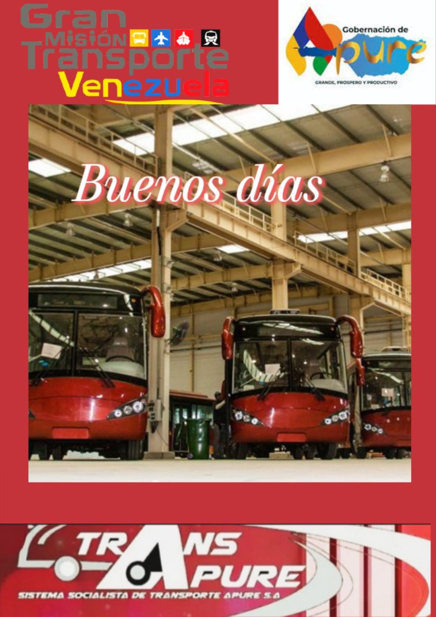 #ProtégeteContraLaCovid
¡¡El Sistema Socialista de Transporte Apure, Trans Apure te desea Buenos días, una feliz mañana con la bendición de Dios!! @nicolasmaduro @drodriguezven @TransporteGobVe @reverolnestor @rvaraguayan @eduardopiate2 @soyoscarvivas  
@payvoficial