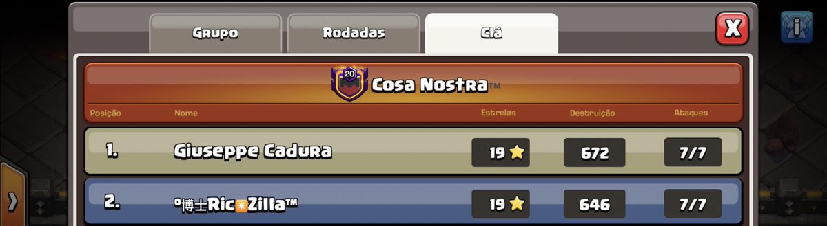 Ligas de clã de julho 11/14☑️