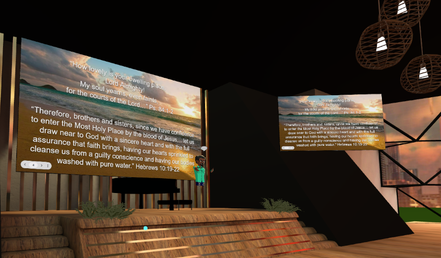 myquesttoteach's tweet photo. Welcome to First Meta Church on Altspace VR
https://t.co/AbgCQM7n3m
Our service starts at 8am EST
@myquesttoteach @wmjackson #FirstMetaChurch
#ChurchInTheMetaverse #MetacverseChurch @LoveBuiltLife @OpeTheStylist @youngblood23 https://t.co/rHDUMppHDk