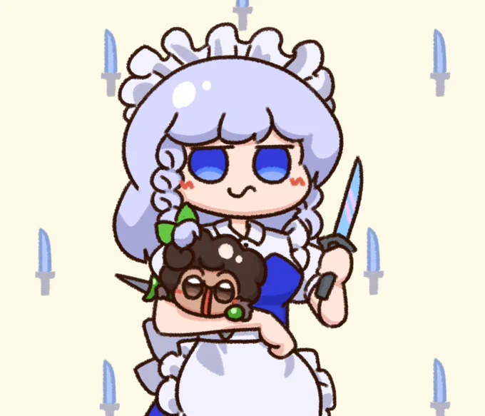 Commission drawing for @WoodleSig
The commission is Sakuy Izayoi from Touhou and their character Woodle!
Thank you for doing commission with me! 