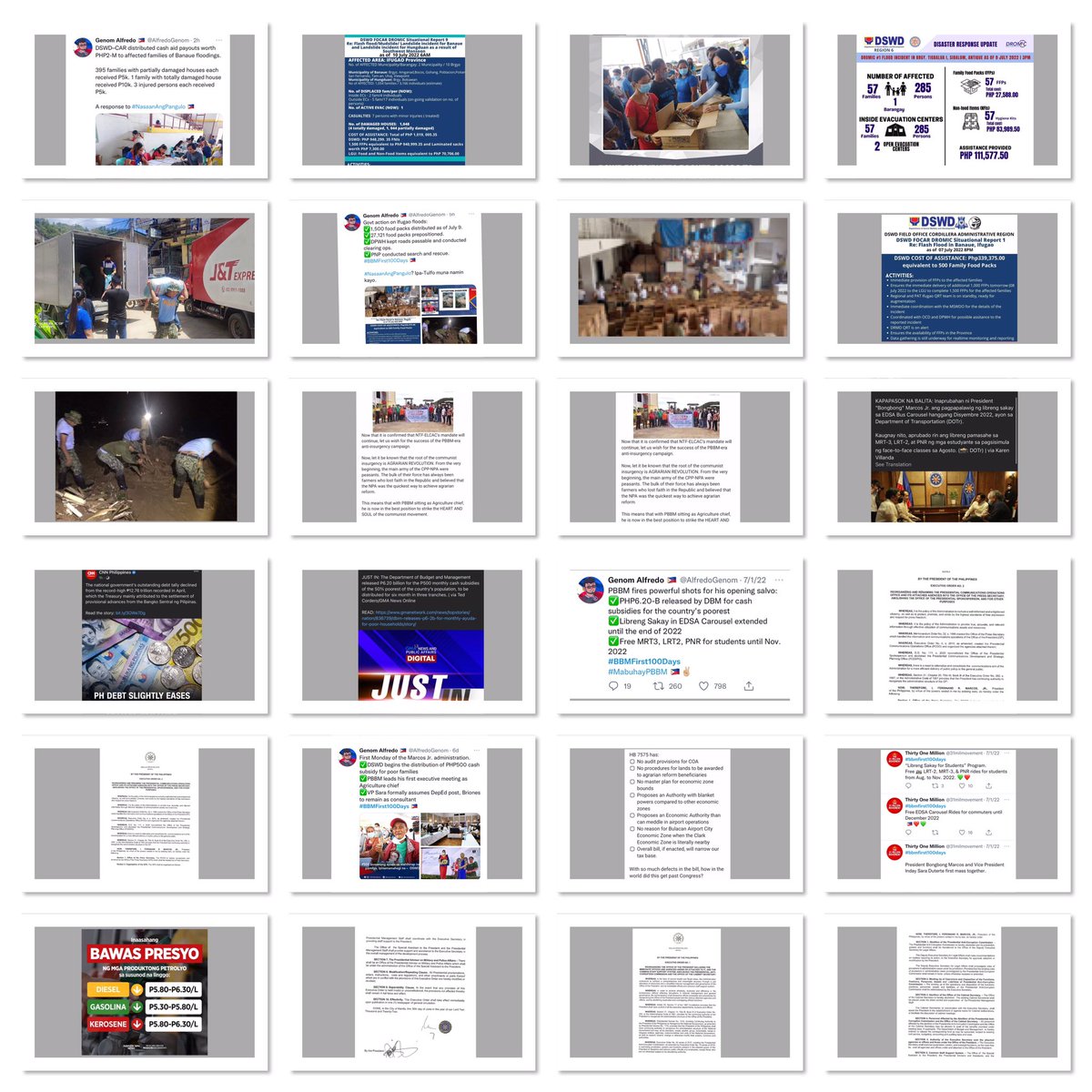 Never understimate a man seeking for fairness. Here are some of PBBM accomplishments within a week:

#BBMFirst100Days #NasaanAngPangulo