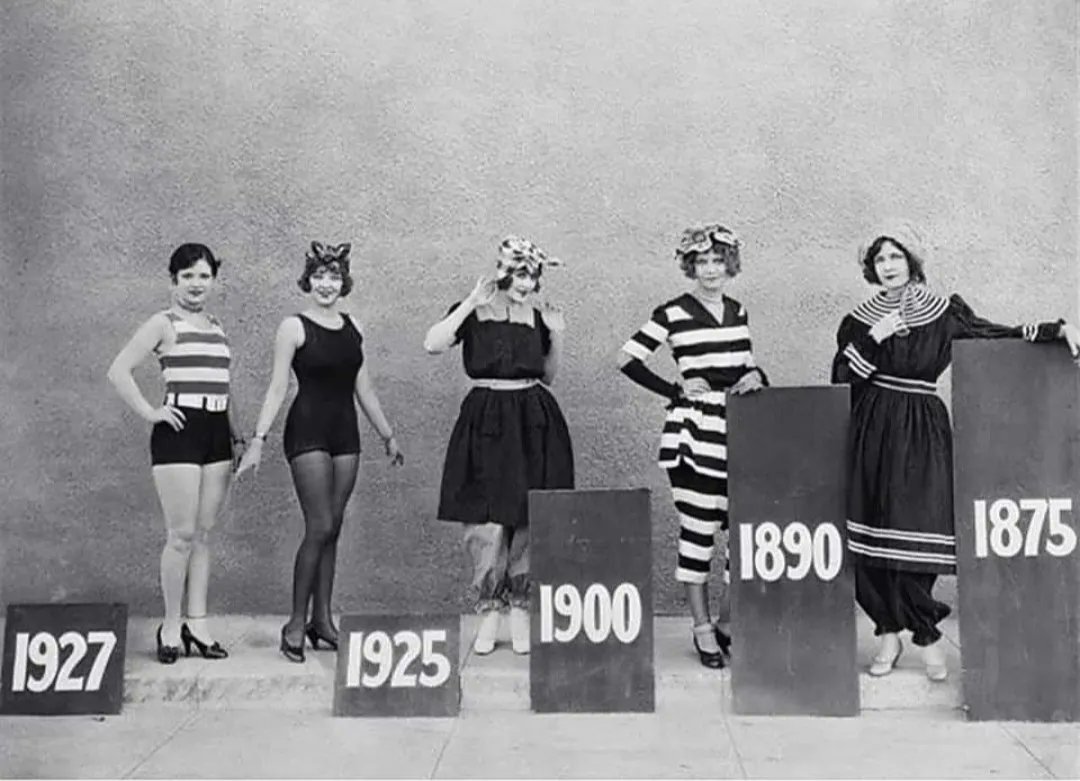 The evolution of women's swimwear from 1875 to 1927
