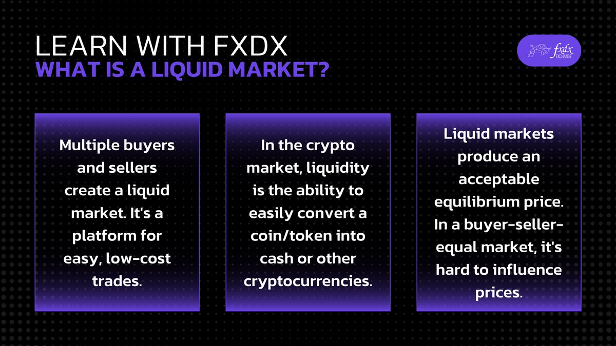 fxdxdex's tweet image. The trading jargon can be complicated at times, fxdx is here to help you understand the basics of a liquid market!

#fxdx #liquidmarket #trading #crypto #cryptocurrency #blockchain