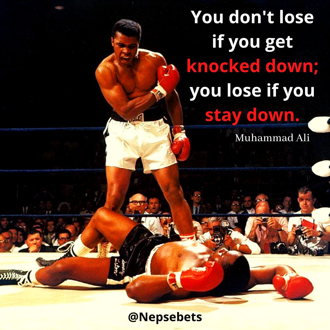 You don't lose if you get knocked down; you lose if you stay down.
- Muhammad Ali
.
.
Click the link in my bio 👉@nepsebets

#trading #stockmarket #nepal #sharebazar #nepse #investment #finance #wealth #freedom #nepsebets.
