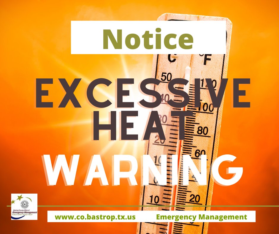 EXCESSIVE HEAT WARNING for Sunday afternoon—1 p.m. to 8 p.m.  
 
Take precautions.
✅ If possible, take care of outdoor activities early.
✅When outdoor in the heat, take frequent breaks in a shaded area.
✅Wear sunscreen and light colored clothing.
✅Stay hydrated.
