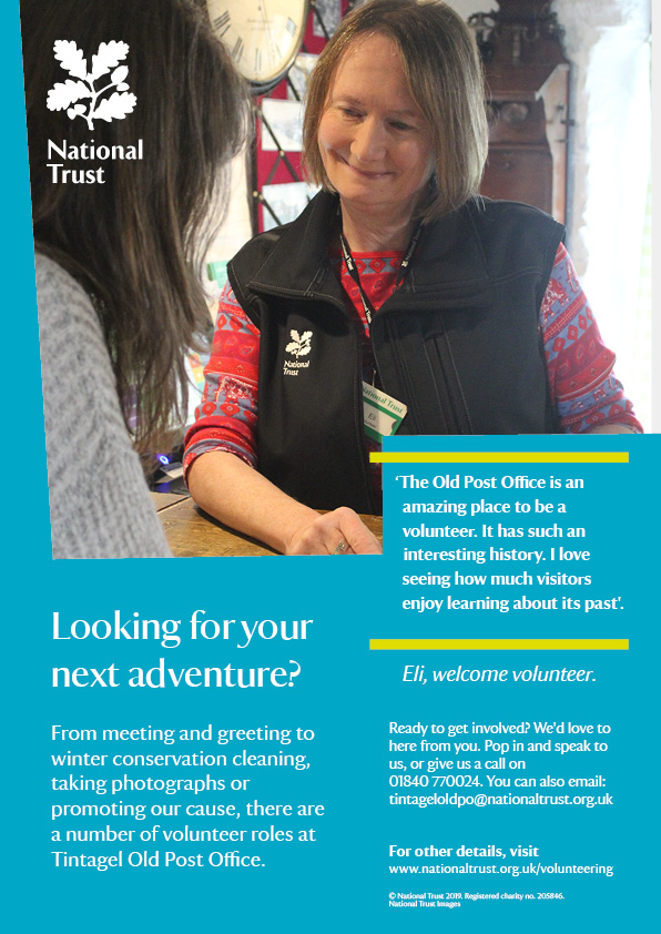 Are you looking for a new volunteering opportunity? There are a number of roles at Tintagel Old Post Office and you'd be helping to look after this special place: