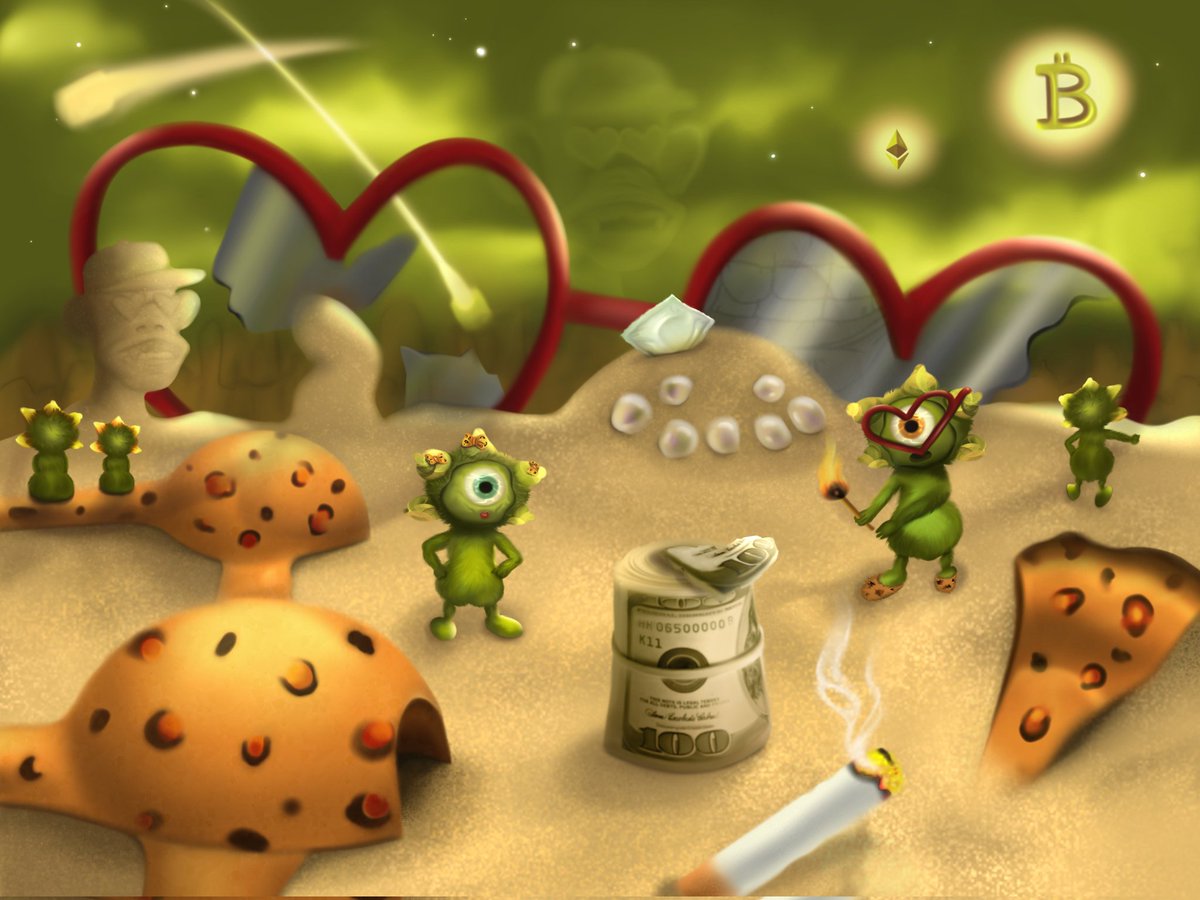 katii_art's tweet photo. Freaky crazy world 🙂
What was on my mind when i drew this ? 😅
For @BenjaminBitcoin @RealKatoOG contest #BenjaminKato

Cute green creatures that collect everything that falls to them from other worlds 😁

0.09 eth 
https://t.co/flQEMdDYmo
#nft #nftart https://t.co/twrDaI5Jxs