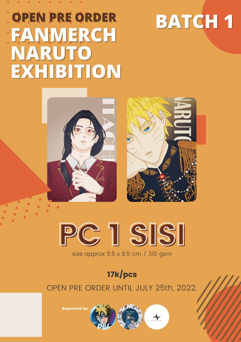 NarutoExhibitID's tweet photo. OPEN #PREORDER FAN MERCH #NarutoExhibitionID 

PHOTOCARD,STANDEE,PHOCA,GANTUNGAN KUNCI 

Close PO 25 July 2022

more details on link down here👇
🔗 https://t.co/9H0NhG1TQa
🏧 Transfer Bank
📍Tangerang Selatan
🚚 Shopee &amp; Transfer manual https://t.co/HaQt1rZqCJ