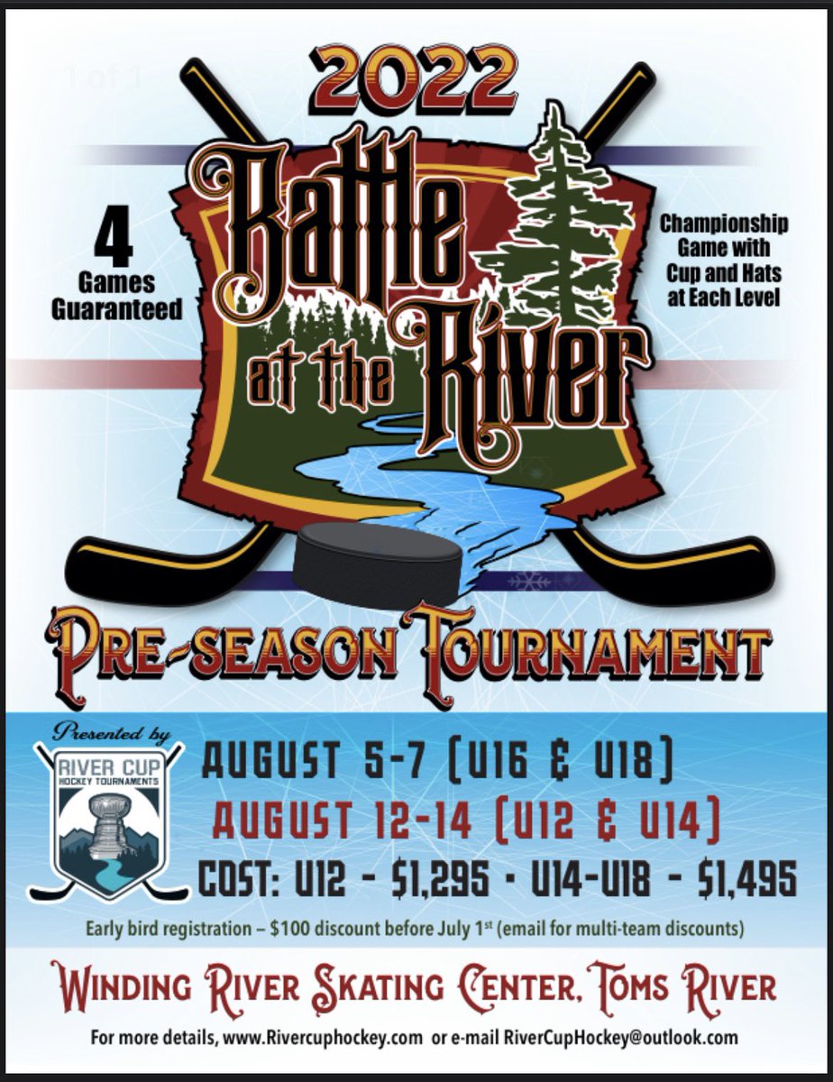 Looking for (2) 16aa &amp; (1) 16a team for our August 5-7 pre-season tournament in Toms River. DM for registration information <a href="/NJYHL/">NJYHL</a> <a href="/NJYouthHockey/">NJ Youth Hockey</a> <a href="/TheDVHL/">Delaware Valley Hockey League</a> <a href="/jerseywhalers/">Jersey Whalers</a> <a href="/ArenaShore/">Jersey Shore Arena</a> <a href="/TRHC_Blackhawks/">TRHC Blackhawks</a> <a href="/ShoreConfHockey/">Shore Conf Hockey</a> <a href="/jswildcats1/">Jersey Wildcats</a> @howellicearena <a href="/OceanIcePalace/">Ocean Ice Palace</a> <a href="/HollydellHurri1/">Hollydell Hurricanes</a>