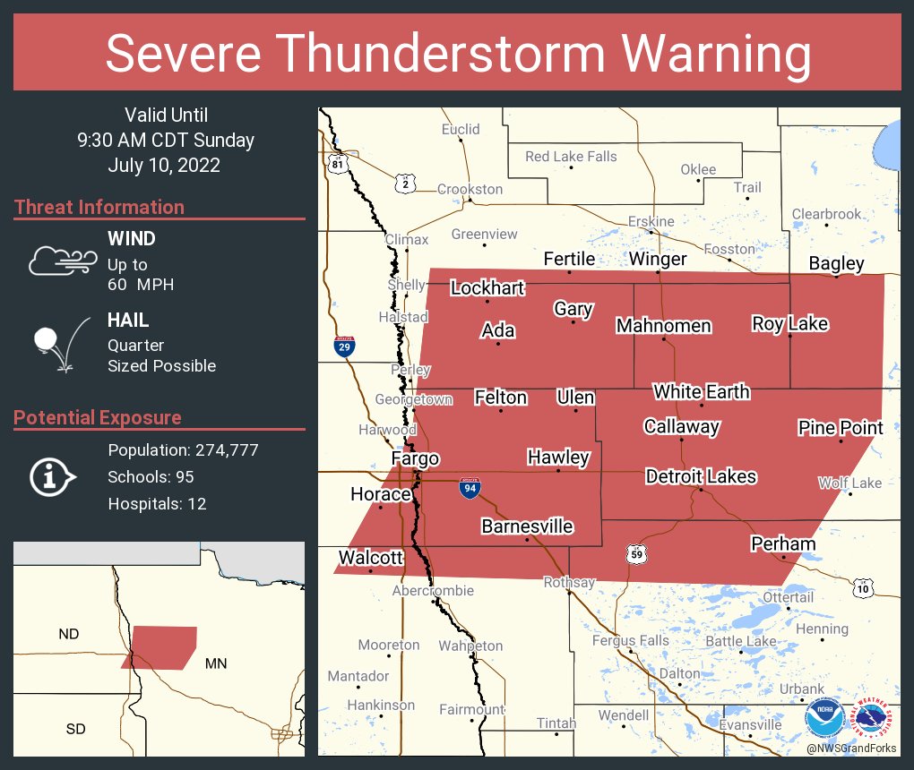 NWS Grand Forks on Twitter "Severe Thunderstorm Warning including