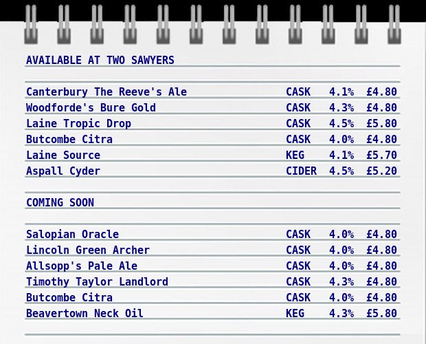 On the bar today!
Beer Board: bit.ly/3NA226u
<a href="/CanterburyAles1/">The Canterbury Ales</a>  <a href="/WoodfordesBeer/">Woodforde's Brewery</a>  <a href="/LaineBrewCo/">Laine Brew Co</a> <a href="/ButcombeBrewery/">Butcombe Brewing Co.</a> <a href="/Aspall/">Aspall</a> 
#RealAleFinder