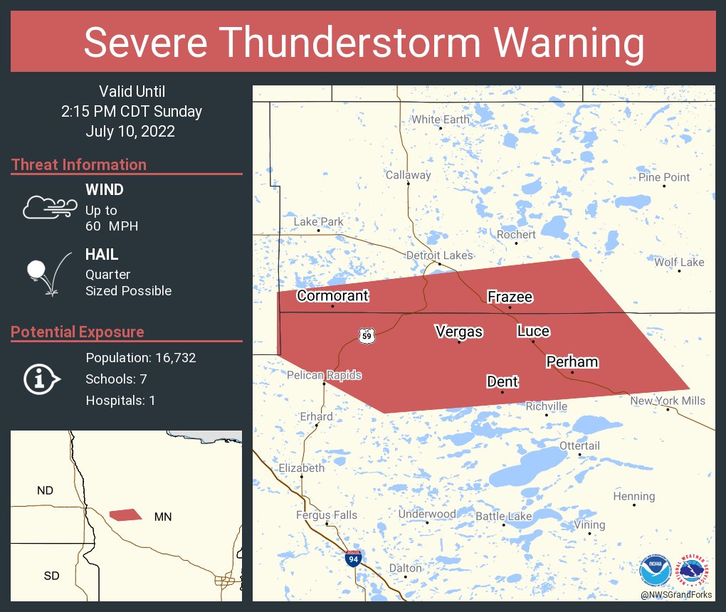 NWS Grand Forks on Twitter "Severe Thunderstorm Warning including