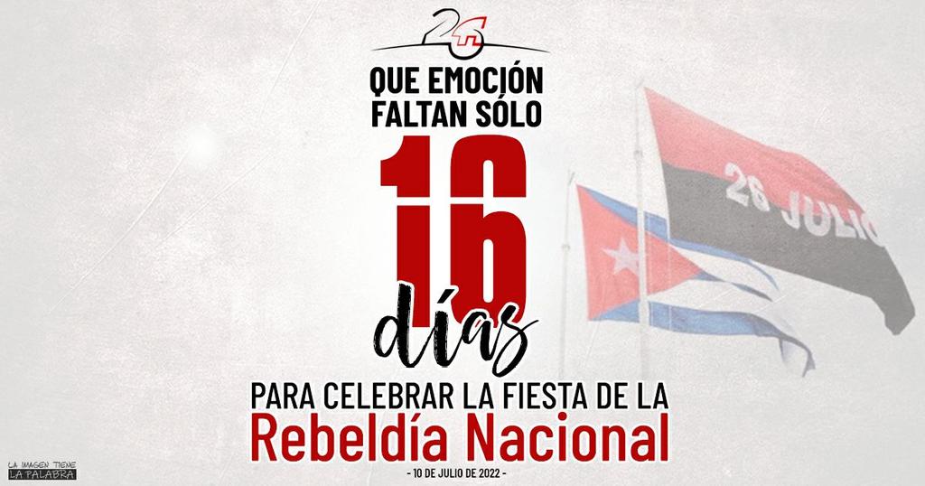 Seguimos más cerca del Día de la Rebeldía Nacional. #CubaPorLaPaz #SiempreEn26 #VamosConTodo