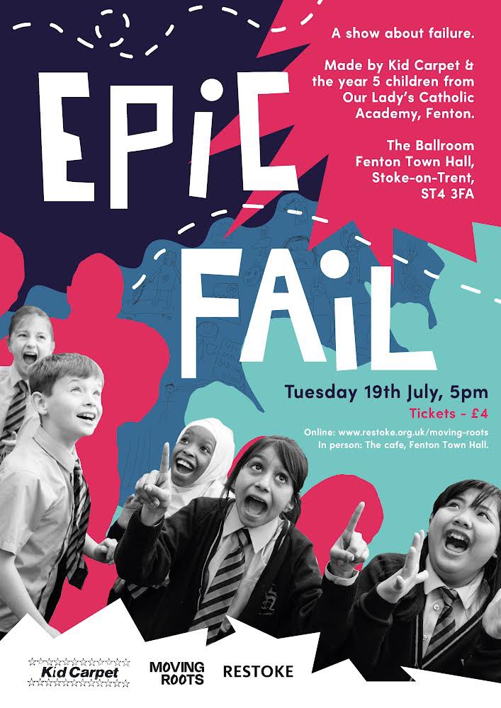 restoke's tweet photo. Tomorrow @KidCarpet is BACK with @OLCAFenton year 5s to rehearse &amp; perform EPIC FAIL! 

Following a residency back in March exploring failure through engineering, clowning, chindogu (useless inventions) &amp; performance!

Tickets 👉 https://t.co/6yWYlCjfBN

#MovingRoots https://t.co/vZIiBI6wIb