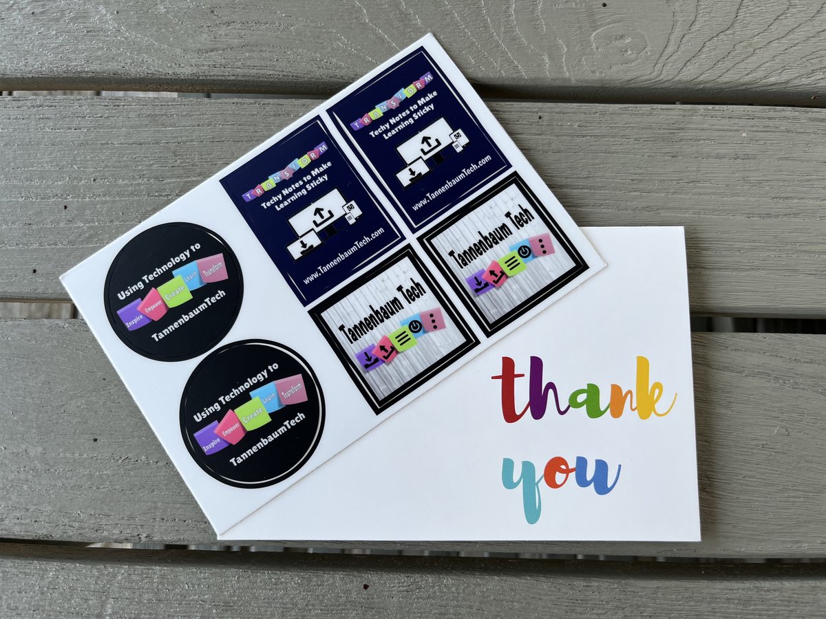 LemanskyRachel's tweet photo. Such fun to open a sweet note and stickers from @TannenbaumTech yesterday! Her @iste session, "Planning with INTENT," at #ISTELive was awesome & this was just gravy. 🥰 We should all be planning with such INTENT and thoughtfulness... https://t.co/dpFeLYKnor