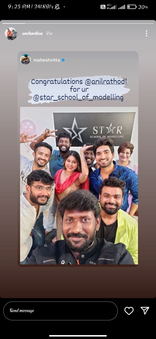 shivafansikkada's tweet photo. Congratulations Mr. Cool @AnilRathodOffl 👍 for your 
STAR SCHOOL OF MODELLING ❤️
#AnchorShiva #AnilRathod
#RjChaitu #Hamida #MaheshVitta 
#BiggBossNonStop
#BiggBossNonStopTelugu https://t.co/dP07xjWGOJ