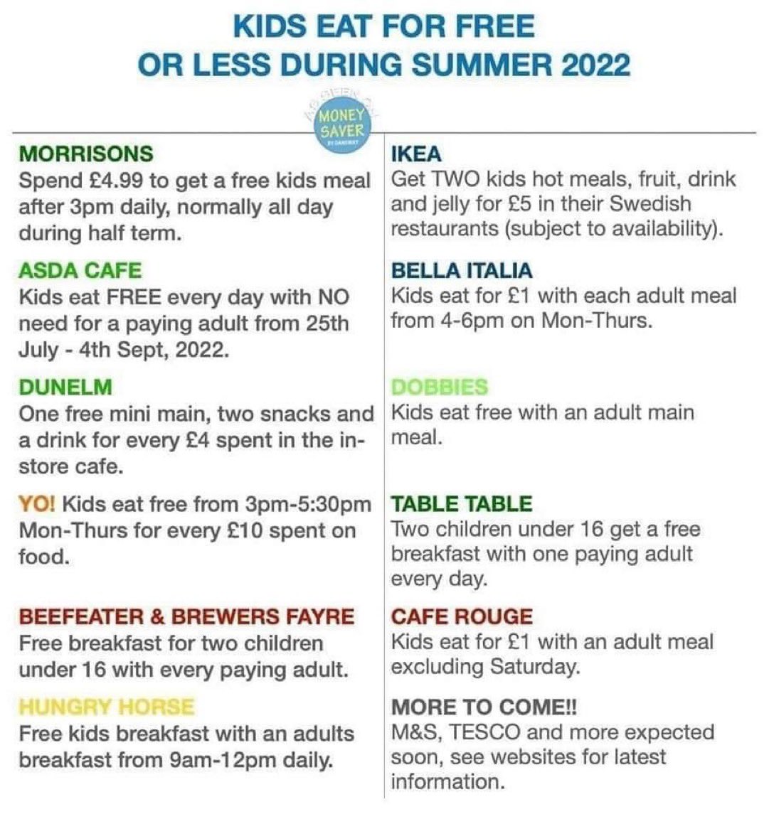 Some of the offers available this summer from retailers helping to feed families. Some good offers here! 
<a href="/ElainePta/">ElainePTA</a>