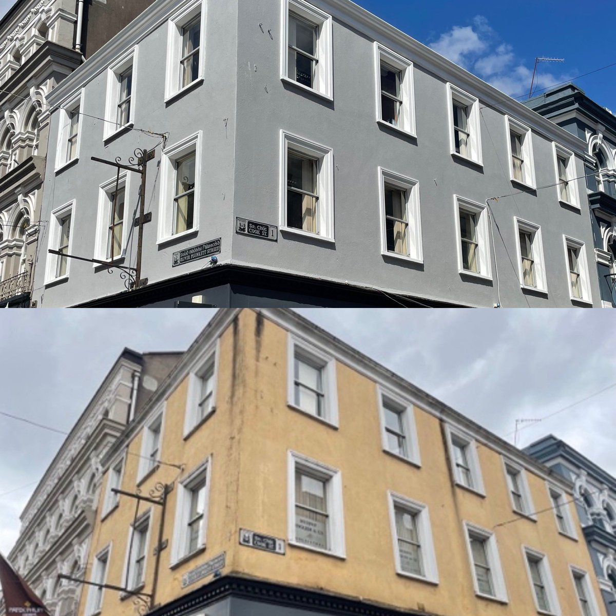 McLoughlinSon's tweet photo. #beforeandafter #qualitycounts #cookstreet #cork #corkcity #corkcitycentre #exterior #externaldecoration https://t.co/kW0JjS4MUC