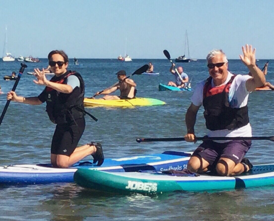 Sue_Charles's tweet image. ☀️ Gower looks glorious in this weather! Hope you’re enjoying the sunshine. Had a fun time paddle-boarding with @DerekTheWeather down at Oxwich. 🏄🏻‍♂️