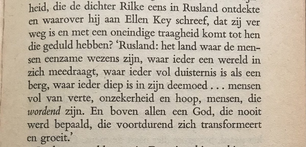 Jaap_deJong's tweet photo. @michelbestaat Mij spreekt het "ietwat" dichterlijke beeld aan dat Rilke van Rusland (rond 1900) schetst. Daar zou het Westen (en trouwens ook Poetin c.s. en ik zelve ;-)) van kunnen leren. In het boekje van Buytendijk over de roman (zie eerdere tweet), pag. 45 #deemoed https://t.co/FWVM0b6JzZ