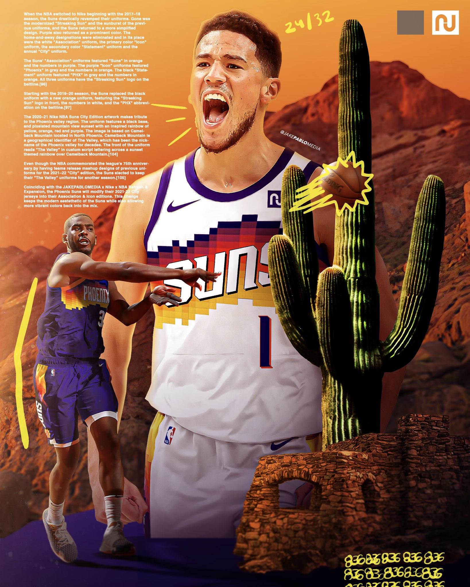 Phoenix Suns Jersey Chris Paul The Valley Nike Brand New Large