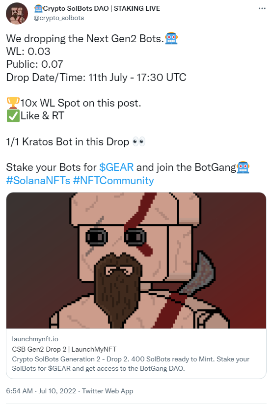 mackblaster's tweet photo. HELLO!!!
500+ Bots staked and earning $GEAR โ๏ธ
Get yours now - join the #BotGang ๐ค
all the way from #solana join us on Discord!!
https://t.co/vSwhmWLMV2 https://t.co/9SZRqIc25j